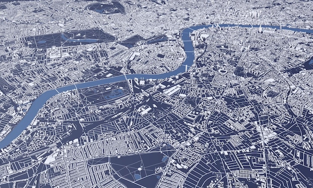 Londen stadsplattegrond d rendering luchtfoto satellietweergave