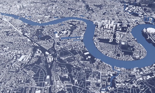 Londen stadsplattegrond d rendering luchtfoto satellietweergave