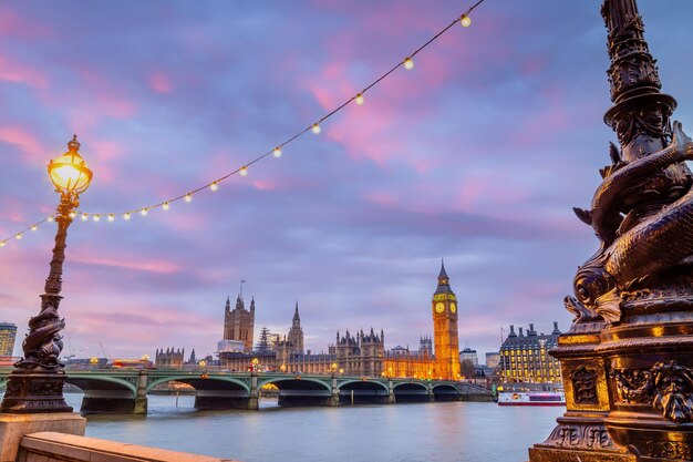 London city skyline with big ben and houses of parliament cityscape in uk