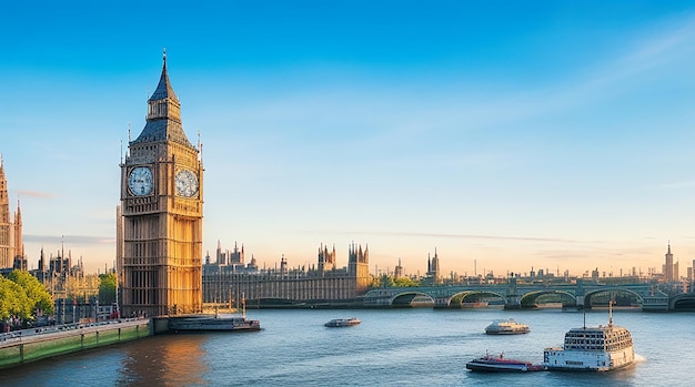 London city skyline with big ben and houses of parliament cityscape in uk