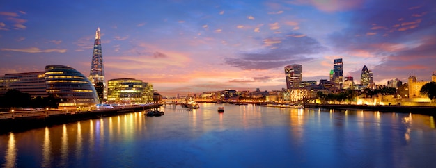 London skyline sunset City Hall and financial 