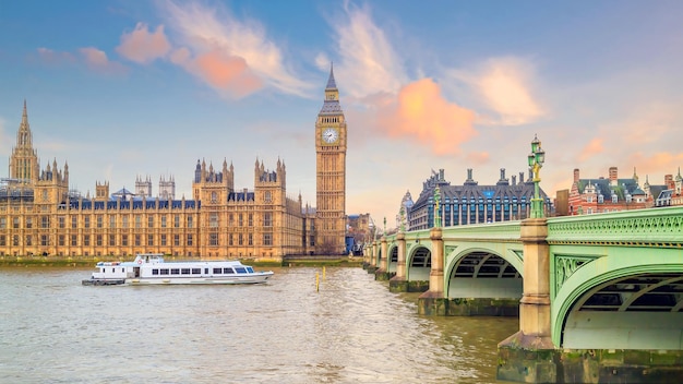 London skyline with Big Ben and Houses of parliament in UK