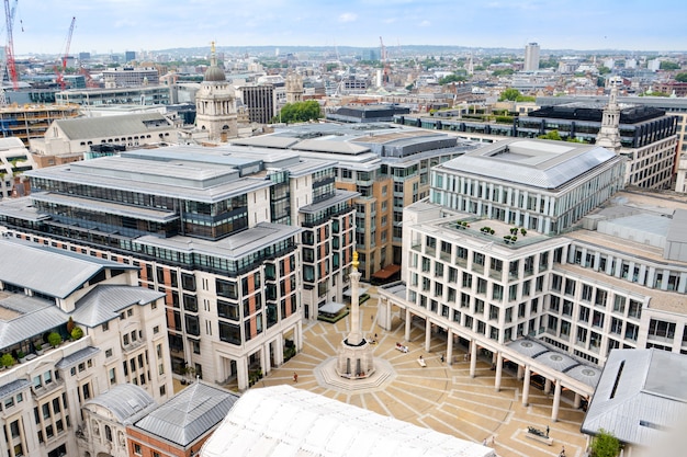 LONDON, UK - JULY 19, 2014: View of London from above. Paternoster Square seen from St Paul's Cathedral. UK.