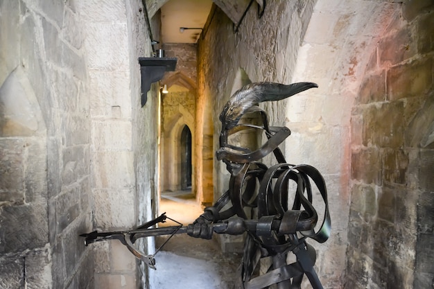 LONDON - UK, JULY 3, 2014 : A metal warrior. Her majesty Tower of London. It is a historic castle on the bank of the Thames. It was founded in 1066 as part of the Norman Conquest of England.