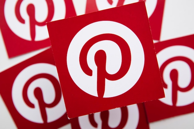 LONDON UK March 2021 Pinterest logo popular image sharing platform