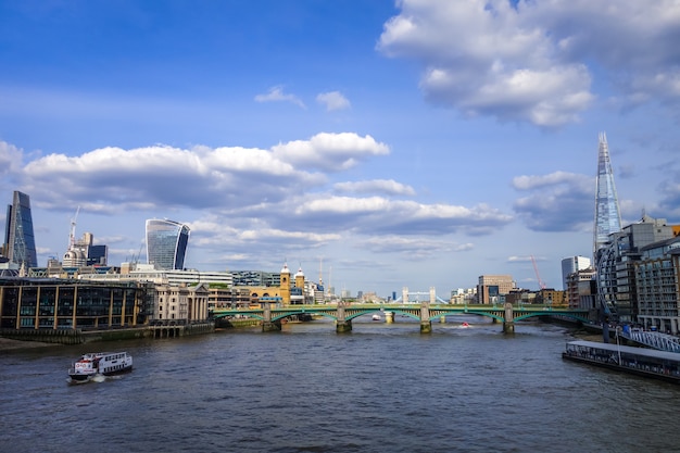 London view from Thames river, UK