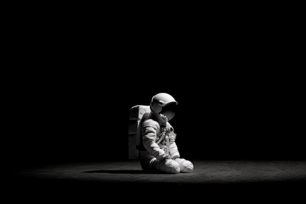 Lone Astronaut In Spacesuit Generative AI