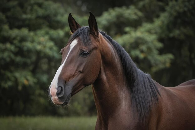 A lone bay horse