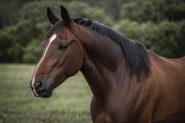 A lone bay horse