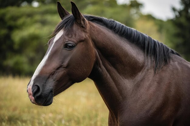 A lone bay horse