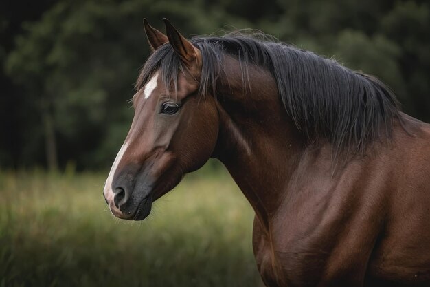 A lone bay horse