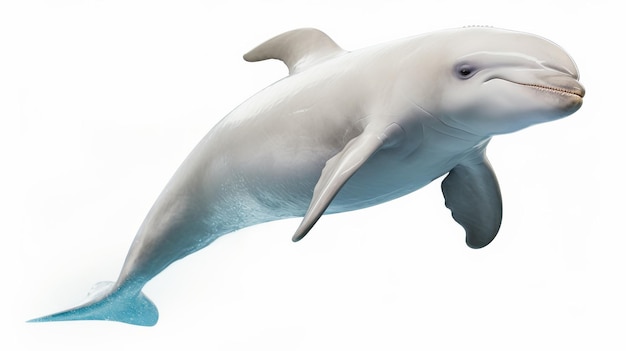 Photo lone beluga whale image on white background
