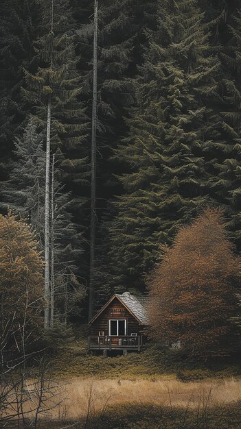 Photo lone cabin in the wood