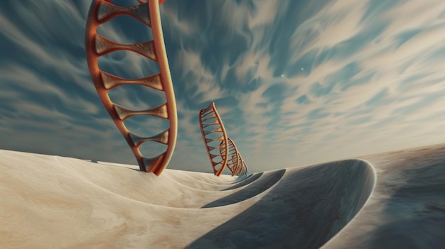 Photo a lone double helix drifting aimlessly ai generated illustration