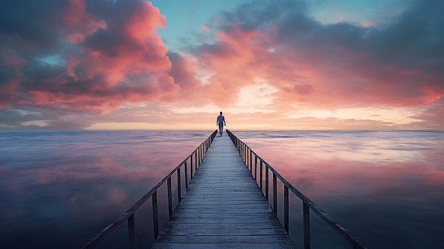 Lone Figure on an Unusually Long Path