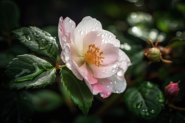 緑豊かな庭園でく孤独な花 ミツバチが花蜜を集める 生産性 IA