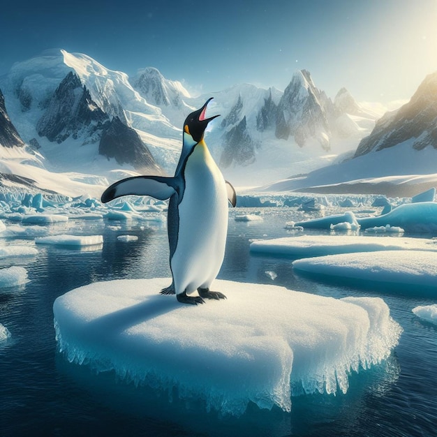 Photo a lone penguin in the heart of antarcticaai generated