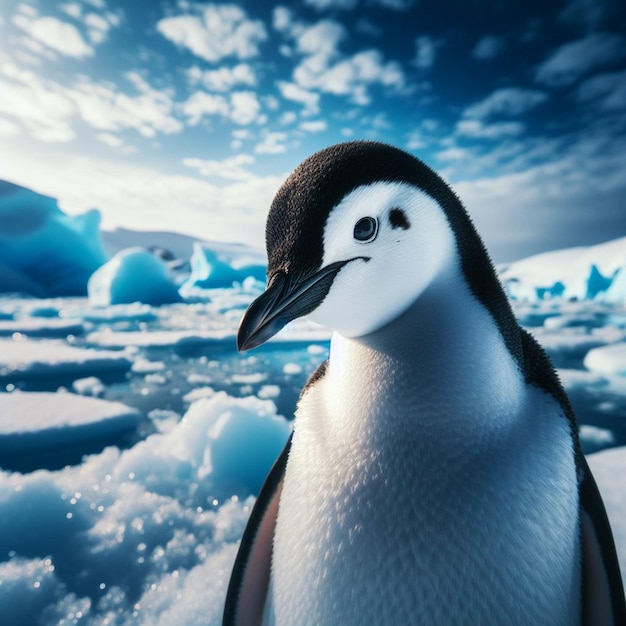 a lone penguin named Pippin in the heart of AntarcticaAI generated