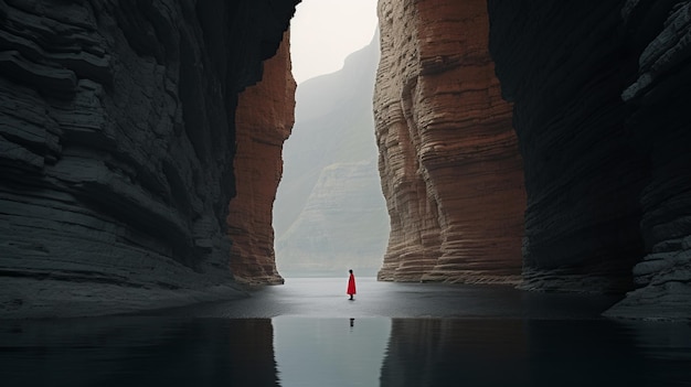 Foto the lone red drey un'affascinante fotografia a tema di avventura