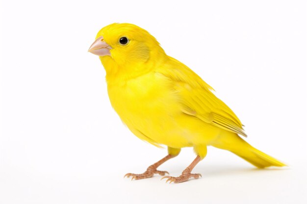 Photo a lone saffronhued canary captured in a studio setting against a pristine white backdrop