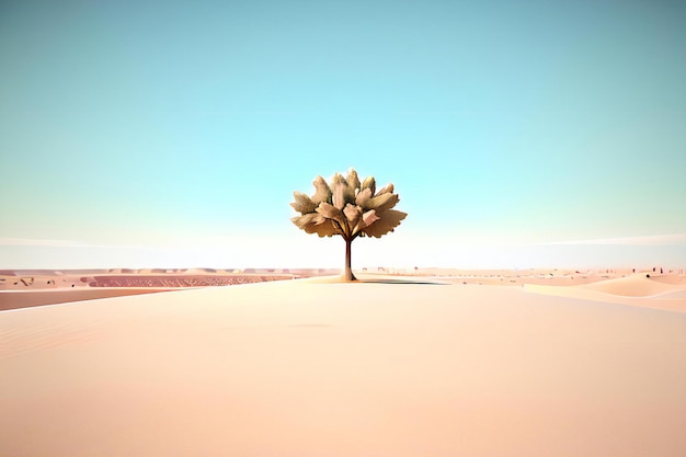 Photo a lone tree in the middle of a desert