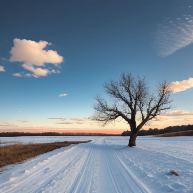 Lone tree peaceful landscape background