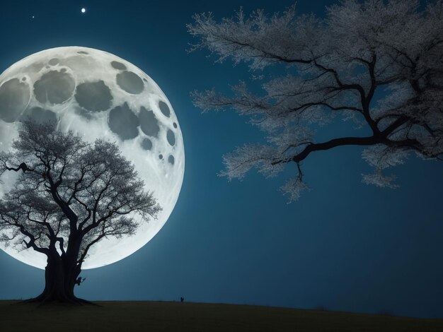 写真 スーパームーンとも呼ばれる、月が最大の一本の木 nasa から提供されたこの画像の要素