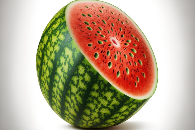 Lone watermelon in its entirety isolated on a white background