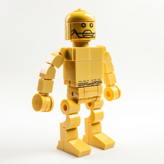 Lone Yellow Lego Robot een gedetailleerde uitdrukking van Icepunk en klassieke balans