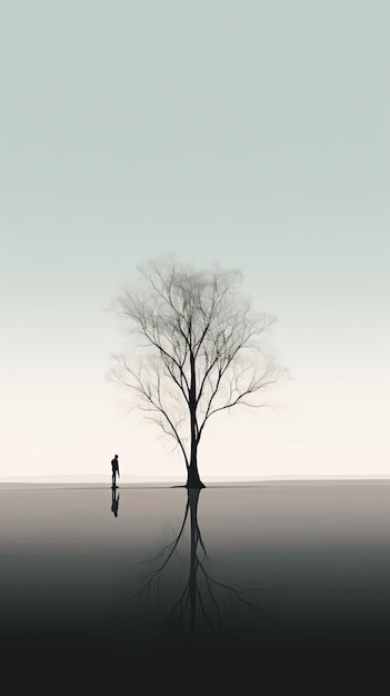 Loneliness in a field with one tree