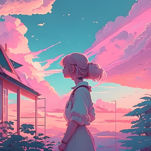 lonely anime girl illustration