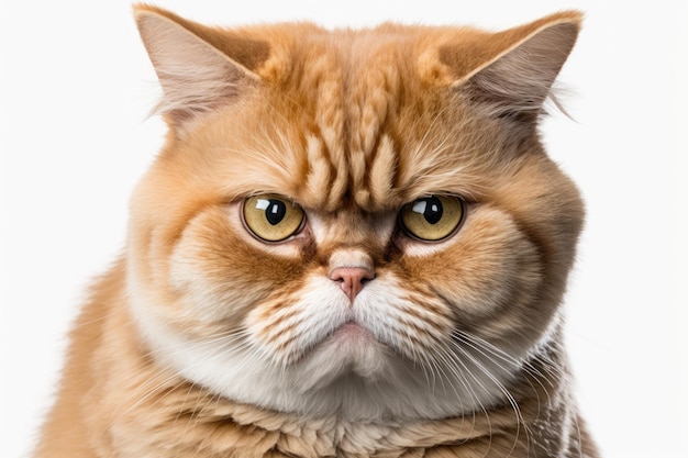 Lonely Cat Sitting on White Background