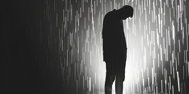 Photo lonely figure in rain