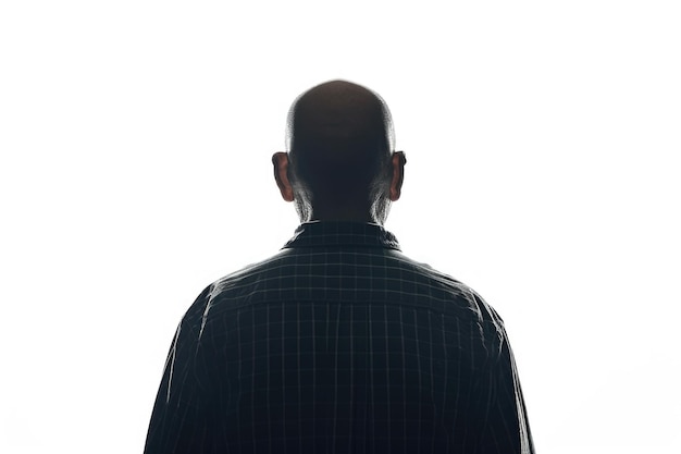 Photo lonely man in silhouette against white background