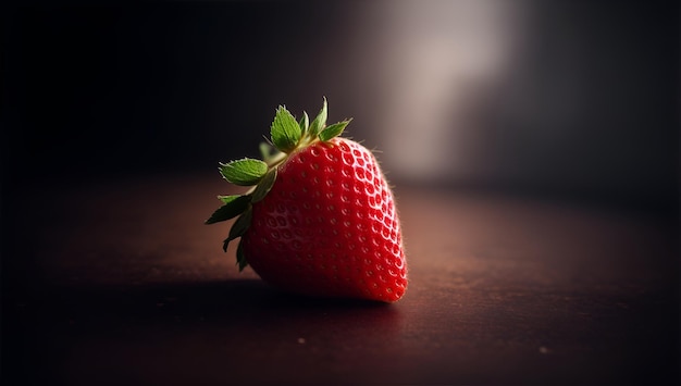 Lonely strawberry on a dark background