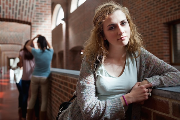 Lonely student standing up