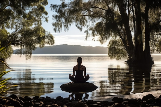 Lonely traveler healthy lifestyle on a beautiful tropical island