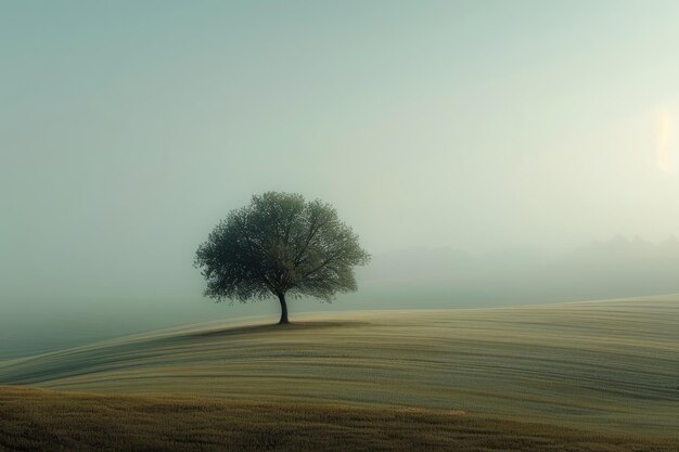 Photo lonely tree on a hill