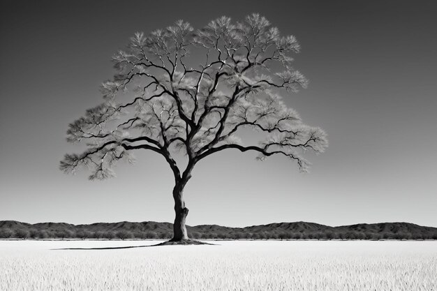 Lonely tree in a large field