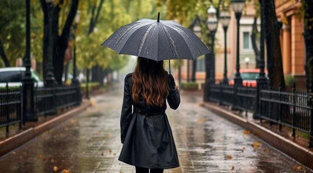 одинокая молодая девушка, идущая по улице с зонтиком одинокая женщина, гуляющая по улице