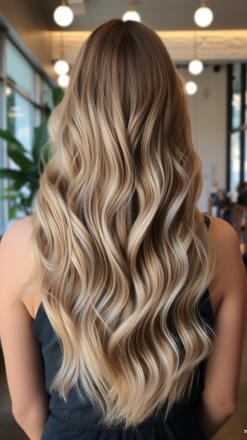 Long Blonde Hair on Womans Head