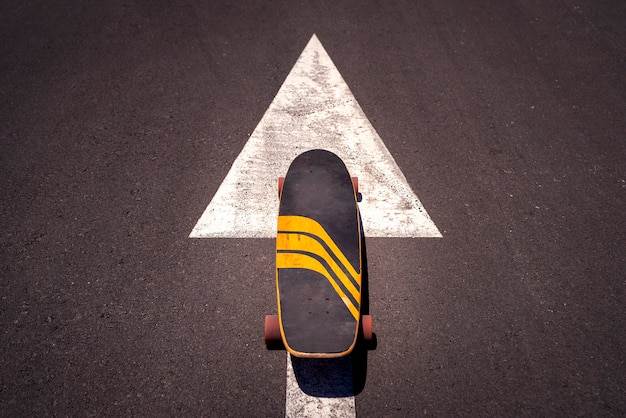 Long board skateboard on the road