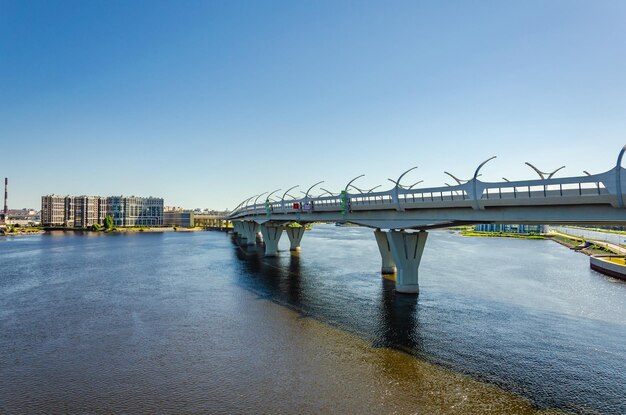 A long bridge across the bay.