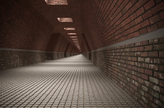 long corridor interior visualization 3D illustration cg render