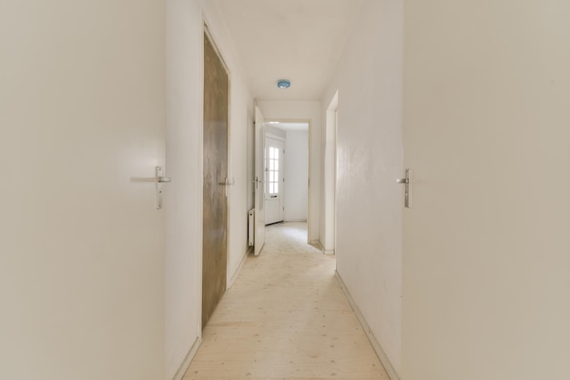 Long corridor in modern apartment