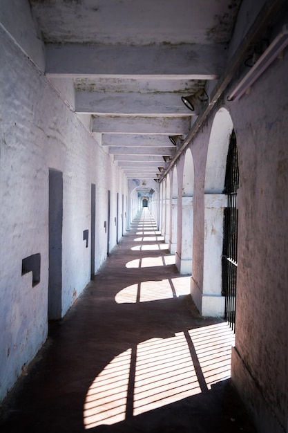 A long corridor in the old prison building