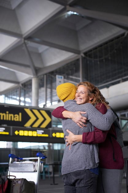 Long distance relationship couple meeting after long time