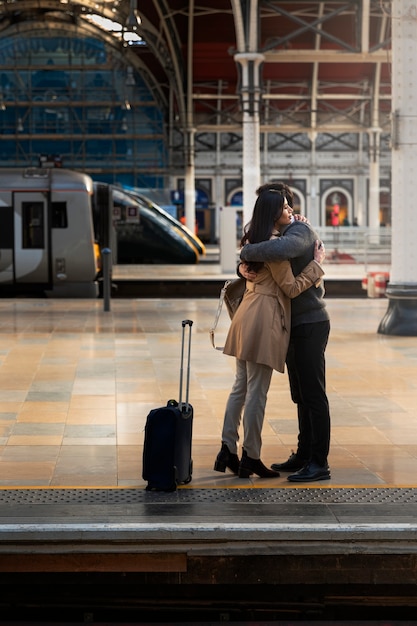 Long distance relationship couple meeting