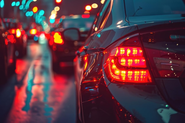 Фото Длинная экспозиция захватывает автомобильные огни в ночное время