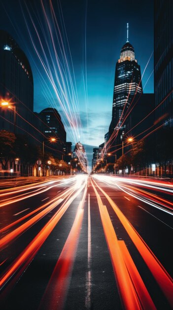 Photo long exposure of a city road at night